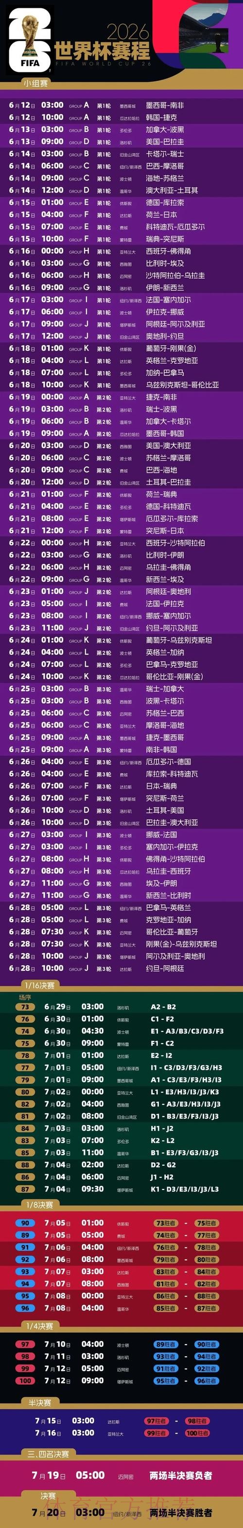 2026世界杯完整赛程最新实时赛程怎么看 2026世界杯完整赛程最新实时赛程怎么看